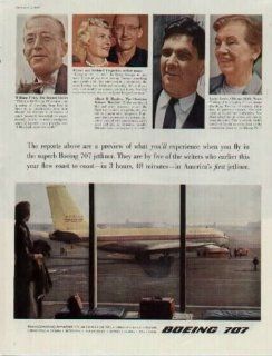 William Flynn of the Boston Globe, Walton and Richard Tregaskis, author team, Albert D. Hughes of The Christian Science Monitor, and Lucia Lewis of the Chicago Daily News featured in Boeing 707 ad ..1957 Boeing 707 ad, A0995 : Other Products : Everything E