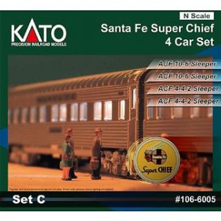 Kato USA Model Train Products Santa Fe Super Chief Car Add On Set, 4 Piece: Toys & Games