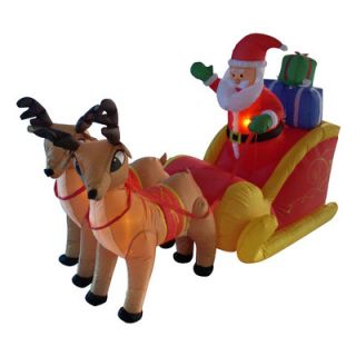 BZB Goods Christmas Inflatable Santa on Sleigh with Reindeer