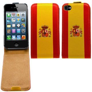 SAMRICK   Apple iPhone 4 & iPhone 4S   Spain (Spanish) Flag Specially Ultra Slim Designed Leather Flip Case & Screen Protector/Foil/Film/Guard & Microfibre Cloth   Red & Yellow: Cell Phones & Accessories