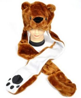 Brown Bear Animal Hat with Mitten Scarf: Clothing
