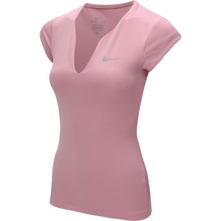 NIKE Womens Pure Short Sleeve Tennis Shirt   Size: Small, Pink Glaze/silver