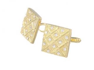Stacy Adams Men's Cuff Link and Tie Bar With Crystals Set, Gold, One Size: Clothing