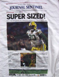Green Bay Packers BJ Raji Super Sized XLV White T Shirt : Sports Fan T Shirts : Sports & Outdoors