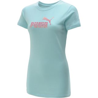 PUMA Womens Large Logo Short Sleeve T Shirt   Size: Small, Aqua