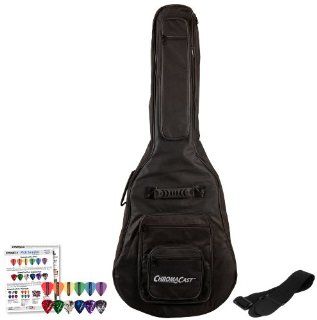 ChromaCast Acoustic Guitar 6 Pocket Padded Gig Bag with Guitar Strap and Pick Sampler: Musical Instruments