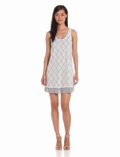 Kensie Women's Lace Overlay Dress, Heather Gray Combo, X Small