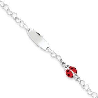 Sterling Silver Polished Lady Bug Baby Engraveable Id Bracelet, Best Quality Free Gift Box Satisfaction Guaranteed: Jewelry