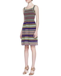 Womens Ribbon Stripe Knit Tank Dress   M Missoni
