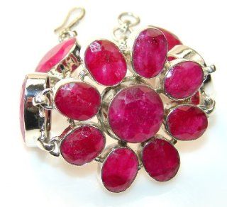 Created Ruby Women's Silver Bracelet 41.70g (color: red, dim.: 1 5/8 inch). Created Ruby Crafted in 925 Sterling Silver only ONE bracelet available   bracelet entirely handmade by the most gifted artisans   one of a kind world wide item   FREE GIFT BOX