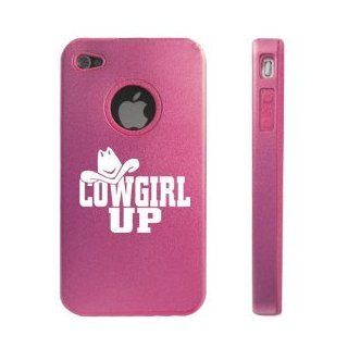 Apple iPhone 4 4S 4G Pink D1423 Aluminum & Silicone Case Cover Cowgirl Up with Hat: Cell Phones & Accessories