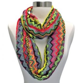 Luxury Divas Pink & Green Multi Color Zigzag Chevron Knit Infinity Circle Scarf at  Womens Clothing store: Fashion Scarves