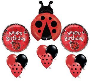 Ladybug Happy Birthday Balloon Bouquet Set Party Red Black Mylar Latex Lady Bug : Other Products : Everything Else