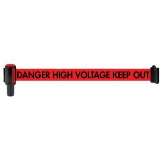 Banner Stakes 20120067 Polyester Fabric Retractable Tape Banner Head with Belt, "Danger High Voltage Keep Out", 7" Length x 4" Width x 3" Height, Red: Industrial Warning Signs: Industrial & Scientific