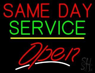 Same Day Service Script2 Open Yellow Line Outdoor Neon Sign 24" Tall x 31" Wide x 3.5" Deep : Business And Store Signs : Office Products
