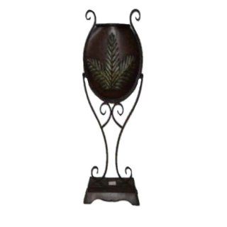 Essential Dcor Entrada Collection Metal Planter with Leaf, 12.5 by 4 by 16.75 Inch, Black : Patio, Lawn & Garden