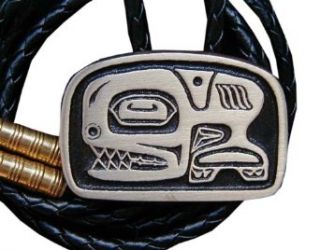 Tlingit Orca Bronze Bolo Tie at  Mens Clothing store