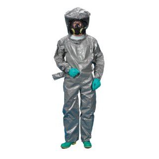 Lakeland ChemMax 3 TES Taped Level B Encapsulated Suit with Flat Back and Back Entry, Disposable, Elastic Cuff, Large, Gray: Controlled Environment Disposable Apparel: Industrial & Scientific