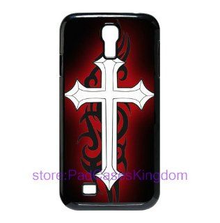 Black cross logo back hard case for Samsung Galaxy S4/SIV i9500 supported by padcaseskingdom: Cell Phones & Accessories