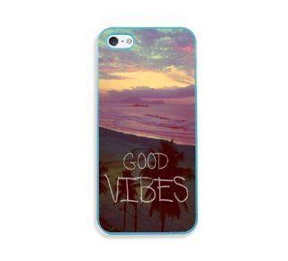 Good Vibes Hipster Quote Aqua Bumper iPhone 5 & 5S Case   Fits iPhone 5 & 5S: Cell Phones & Accessories