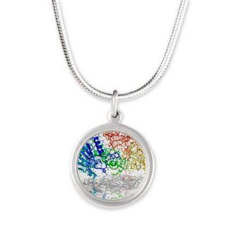 CafePress Ricin molecule   Silver Round Necklace   Standard Silver: Jewelry