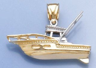 Gold Charm 3d Center Console Fishing Boat High Polish& Two color: Million Charms: Jewelry