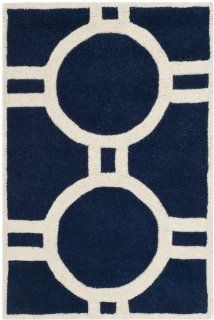 Safavieh CHT739C Chatham Collection Wool Handmade Area Rug, 3 Feet by 5 Feet, Dark Blue and Ivory  