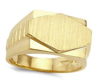Men's Flat Name Plate Ring 14k Yellow Gold Band: Jewel Tie: Jewelry