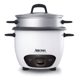 Aroma ARC 743 1NG 3 Cup (Uncooked)  6 Cup (Cooked) Rice Cooker and Food Steamer, White: Kitchen & Dining