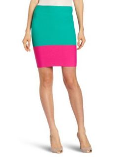 BCBGMAXAZRIA Women's Scarlett Color Block Skirt, Emerald/Naughty Pink, Large at  Womens Clothing store