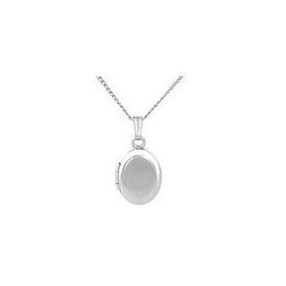 Baby Jewelry   Sterling Silver Oval Locket Pendant With 13" Chain: Jewelry