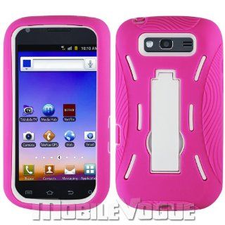 Samsung Galaxy S Blaze 4G / T769 Hot Pink / White Combo Silicone Case + Hard Cover + Kickstand Hybrid Case For T Mobile: Cell Phones & Accessories