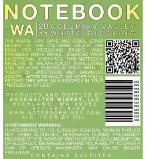 2011 Bookwalter NoteBook Riesling 750 mL: Wine