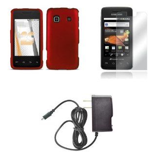 Samsung Galaxy Prevail (Boost Mobile) Premium Combo Pack   Red Rubberized Shield Hard Case Cover + FREE Atom LED Keychain Light + Screen Protector + Wall Charger: Cell Phones & Accessories