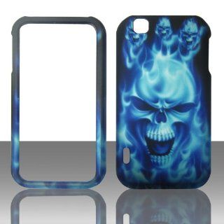 2D CBlue Skull LG MyTouch E739 / LG Maxx Touch T Mobile Case Cover Phone Snap on Cover Case Protector Faceplates: Cell Phones & Accessories