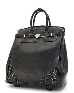 Classic Black Studded Rolling Laptop Bag Briefcase Business Bag Computers & Accessories