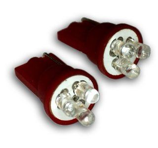 TuningPros LEDTL T10 R3 Tail Light LED Light Bulbs T10 Wedge, 3 LED Red 2 pc Set: Automotive