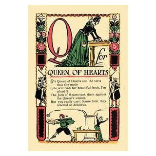 Framed Black poster printed on 20 x 30 stock. Q for Queen of Hearts  