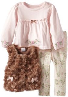 Vitamins Baby Baby Girls Infant Solid Vest Set With Floral Print Pant: Clothing