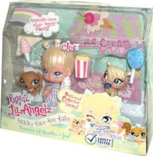 Bratz Lil Angelz Numbered Collector Series Sticky Face Fun Fair Set   Cloe (# 783), Pony (# 785) and Daschund (#787) Plus Lollipos, Ice Cream with Cone (X2), Popcorn and Wipe Cloth: Toys & Games