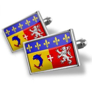 Sterling Silver Cufflinks Rhone Alpes region: Flag: France   Neonblond: Jewelry