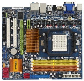ASRock A790GMH/128M/Socke AM2+/AMD 790GX/4DDR2 1066(AM2+)/128M SidePort/NVIDIA Hybrid SLI/H/MATX Motherboard: Electronics