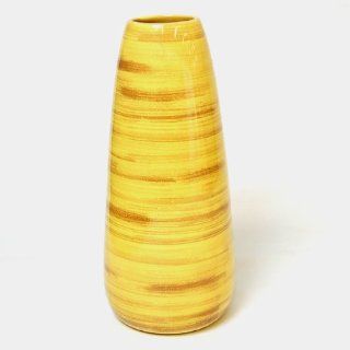 EXP Handmade Ceramic Spun Bamboo Style Tall Flower Vase In High Gloss Yellow   Decorative Vases