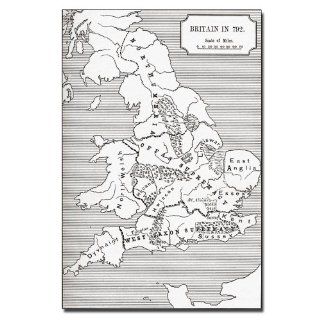 Trademark Fine Art Map of Britain in 792 by Bridgeman Library Canvas Artwork, 16 by 24 Inch   Prints