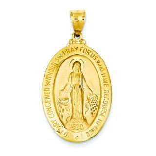 14K Gold Virgin Mary Medal Charm Religious Pendant: Jewelry