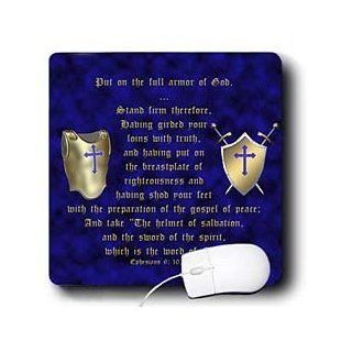 mp_40072_1 777images Designs Graphic Design Bible Verse   Ephesians 6 verses 10, 14, 15 Put on full armor of God illustrated with breastplate, shield, swords   Mouse Pads: Computers & Accessories