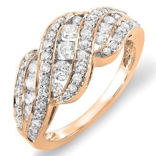 1.00 Carat 14k White Gold Round Diamond Ladies Cocktail Ring: Jewelry
