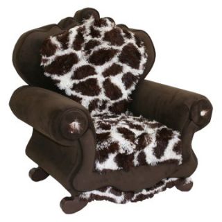Newco Kids Royal Chair   Chocolate Velvet and Shaggy Giraffe   Kids Arm Chairs