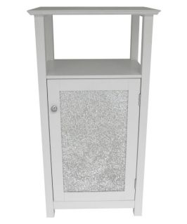 Elegant Home Buckingham White Bathroom Floor Cabinet with 1 Door and Open Shelf   Floor Cabinets and Racks