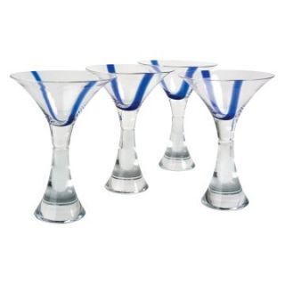 Artland Inc. Samba Blue Martini Glasses   Set of 4   Stemware